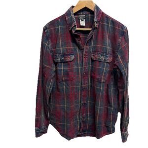 Citron Santa Monica Womens Small Flannel Shirt Plaid Boho Country Red Blue